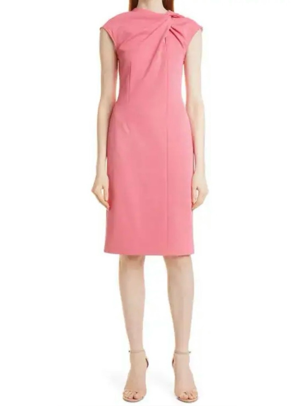 Boss Dazela Twist Front Sheath Dress In Pink Lemonade - Size 4 - NWT ($575)!